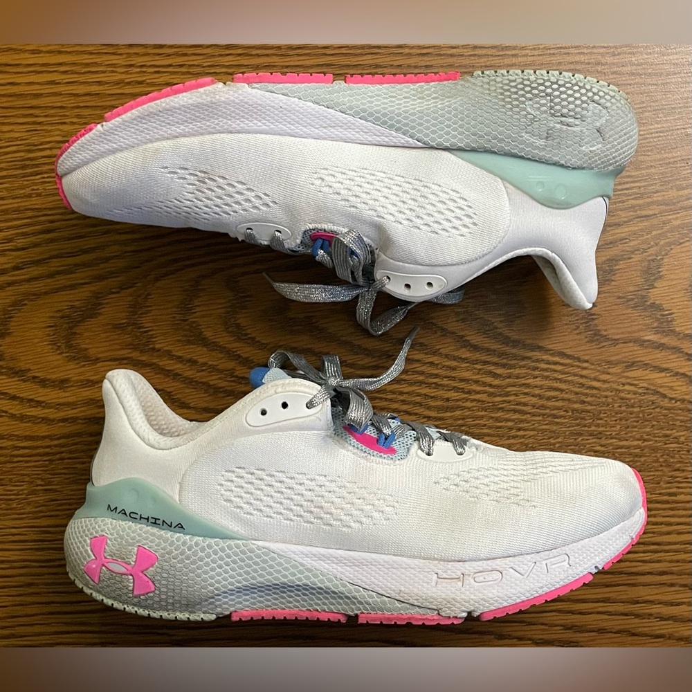 Under Armour White and Pink Athletic Sneakers